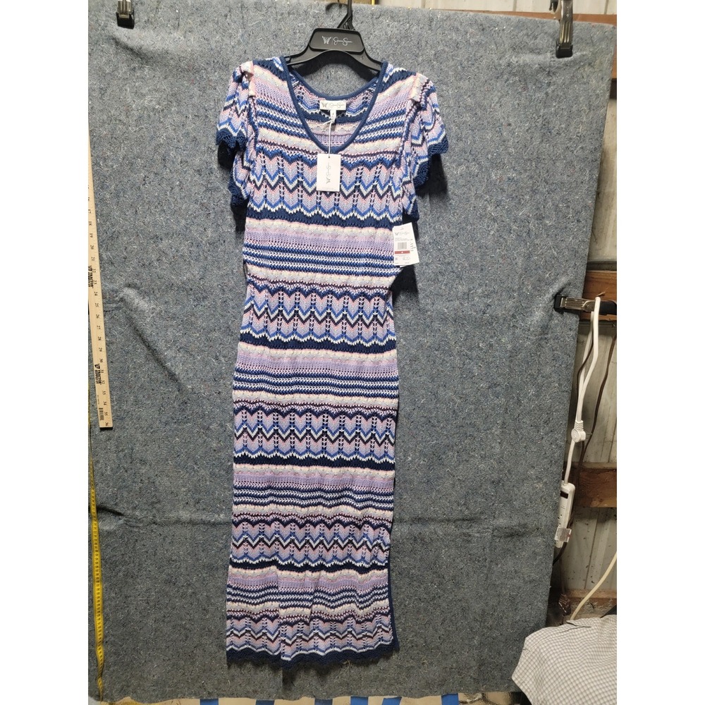 Jessic Simpson Trinity Sweater Dress Navy Peony Size M